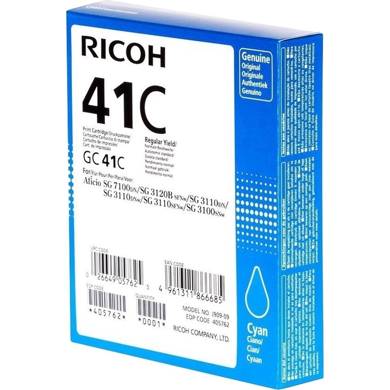 Изображение товара Оригинальный лазерный картридж Ricoh GC41C голубой для Aficio