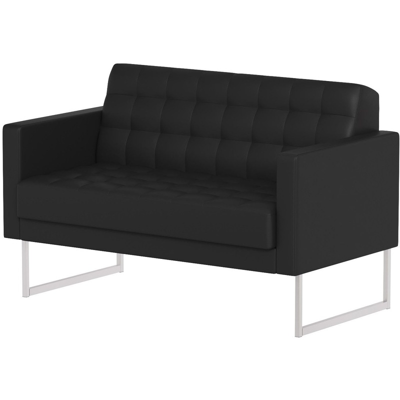 Изображение товара Двухместный диван Chairman Варна черный искусственная кожа офисный и жилой дизайн