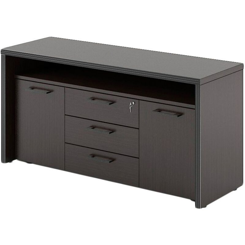 Изображение товара Тумба подкатная под фригобар Torr TTF-3D.1A с центральным замком (венге магия, 1640х550х800 мм, 3 ящика)