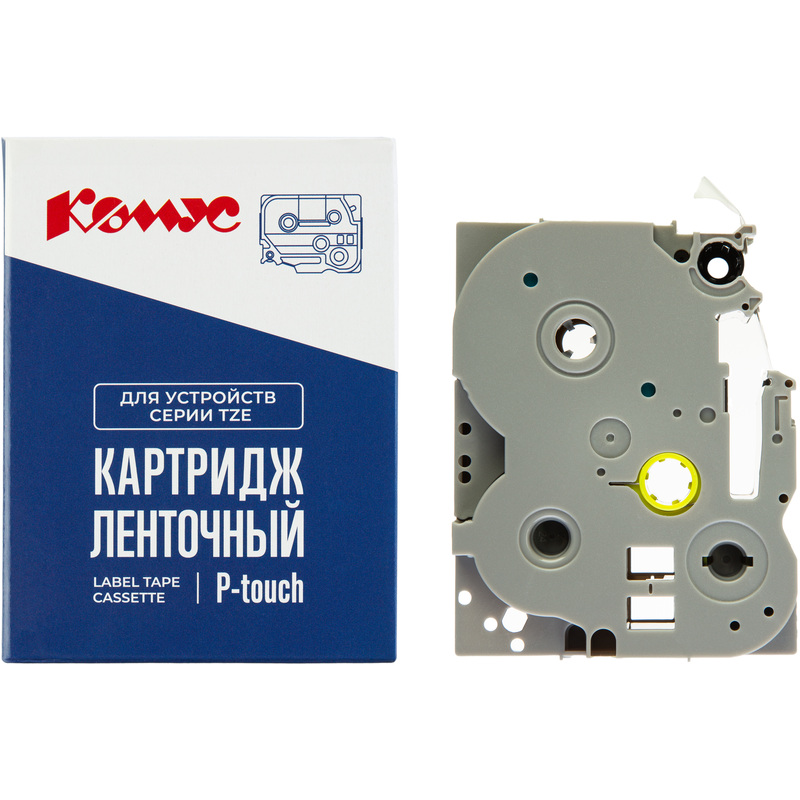 Изображение товара Картридж Комус TZE-621 для принтера Brother 9 мм x 8 м желтая лента с черным шрифтом