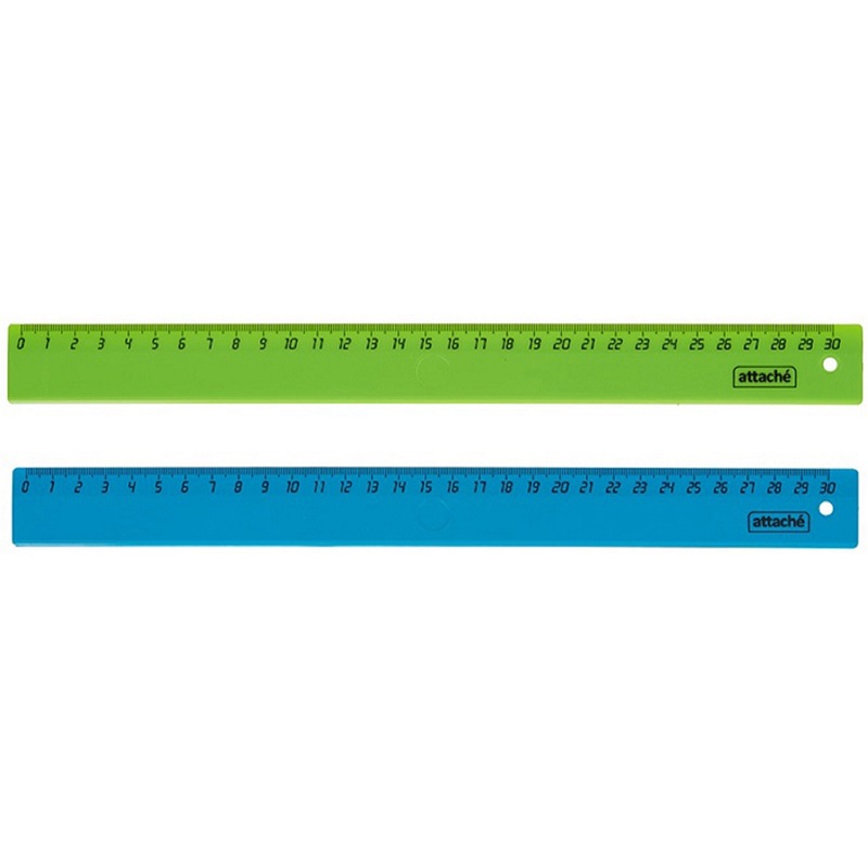 Изображение товара Линейка измерительная Attache 30 см пластиковая зеленая 2 шт в упаковке