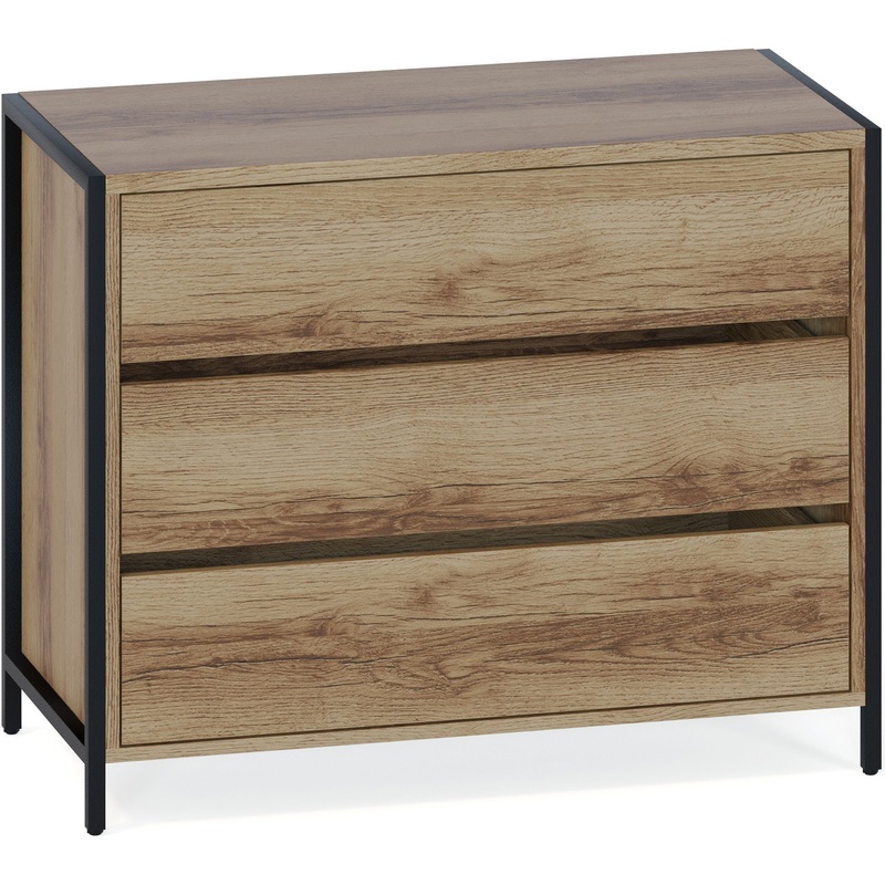 Изображение товара Комод Т-401 в стиле лофт с тремя выдвижными ящиками и металлическим каркасом