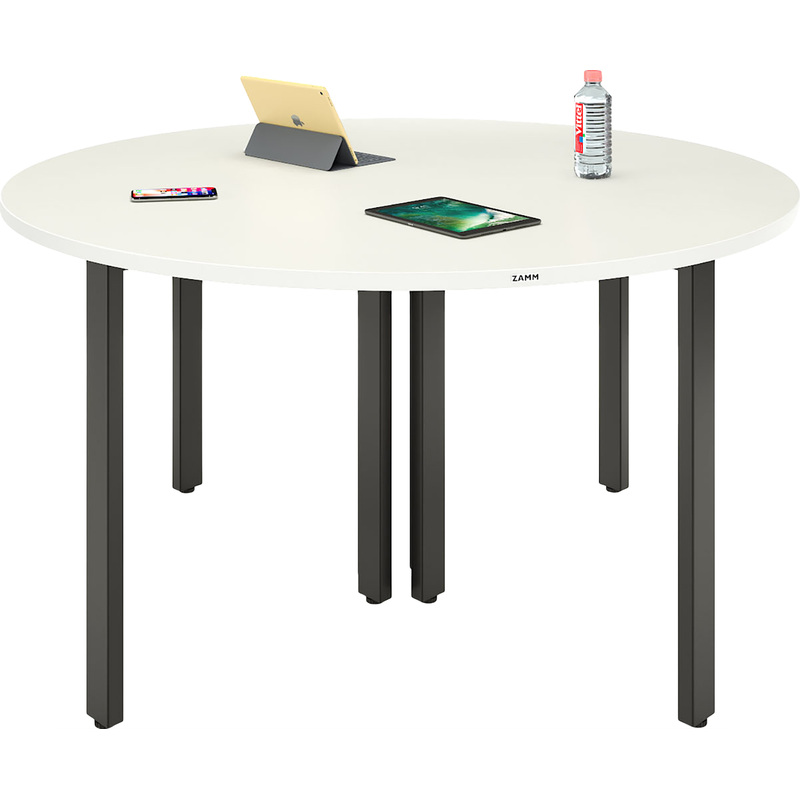 Изображение товара Стол для переговоров Zamm 11684 круглый белый премиум/чёрный 1200х1200х745 мм