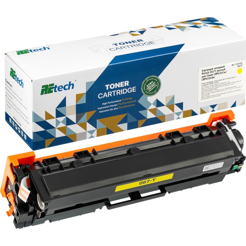 Изображение товара Картридж лазерный Retech 067Y для Canon жёлтый совместимый