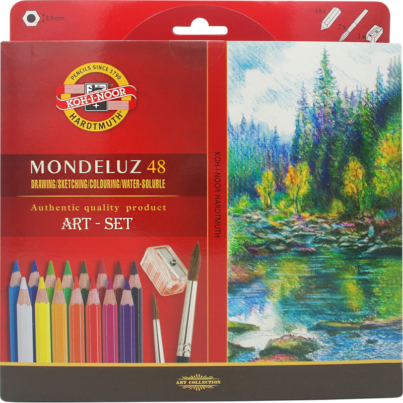 Изображение товара Карандаши акварельные Koh-i-Noor Mondeluz Nature 48 цветов с кистями и точилкой