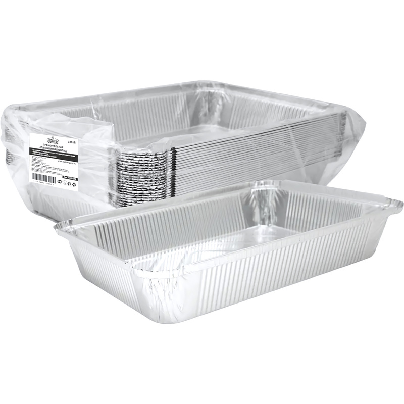 Изображение товара Форма алюминиевая прямоугольная 402-679 2235 мл (313x213x44 мм, 300 штук в упаковке)