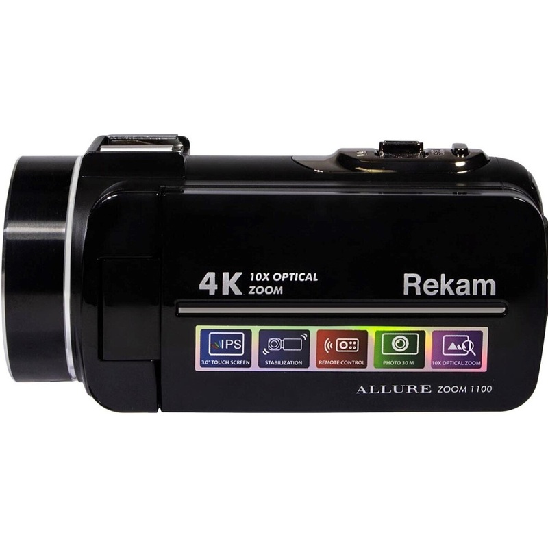 Изображение товара Видеокамера Rekam Allure Zoom 1100 черная 4K 30Мп Сенсорный ЖК дисплей
