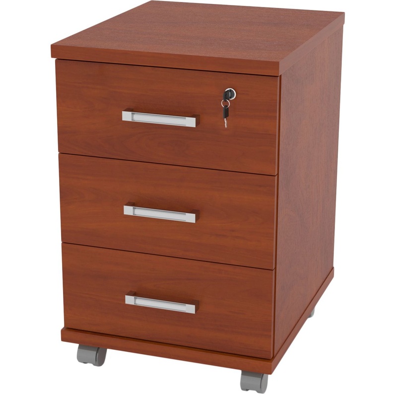 Изображение товара Тумба подкатная Комус Мебель Сатурн-Д с замком, 3 ящика, яблоня, Россия