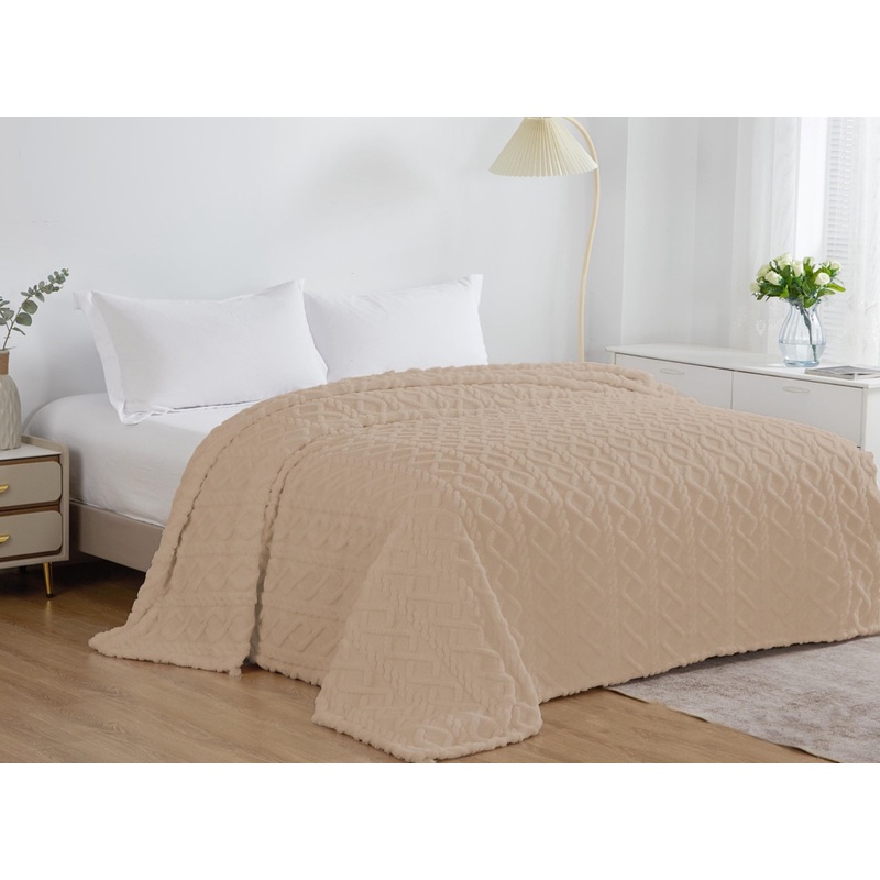 Изображение товара Плед велсофт 200x220 бежевый для дома и спальни