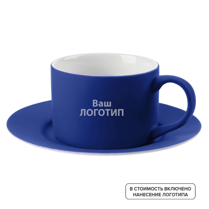 Изображение товара Чайная пара Best Morning 250 мл фарфор синяя с гравировкой 36 штук