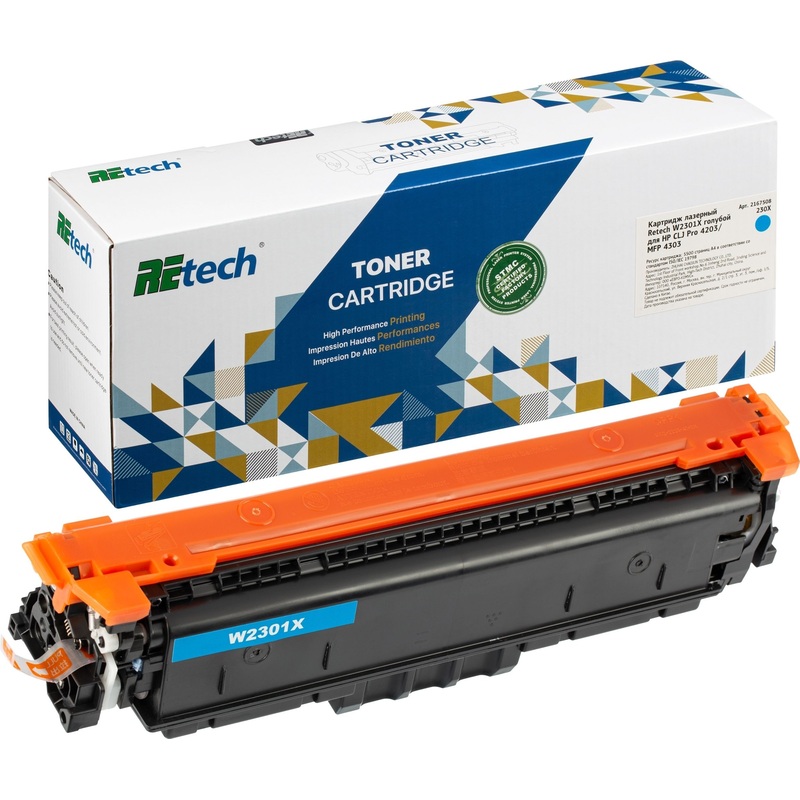 Изображение товара Картридж лазерный Retech W2301X голубой для HP совместимый 5500 страниц