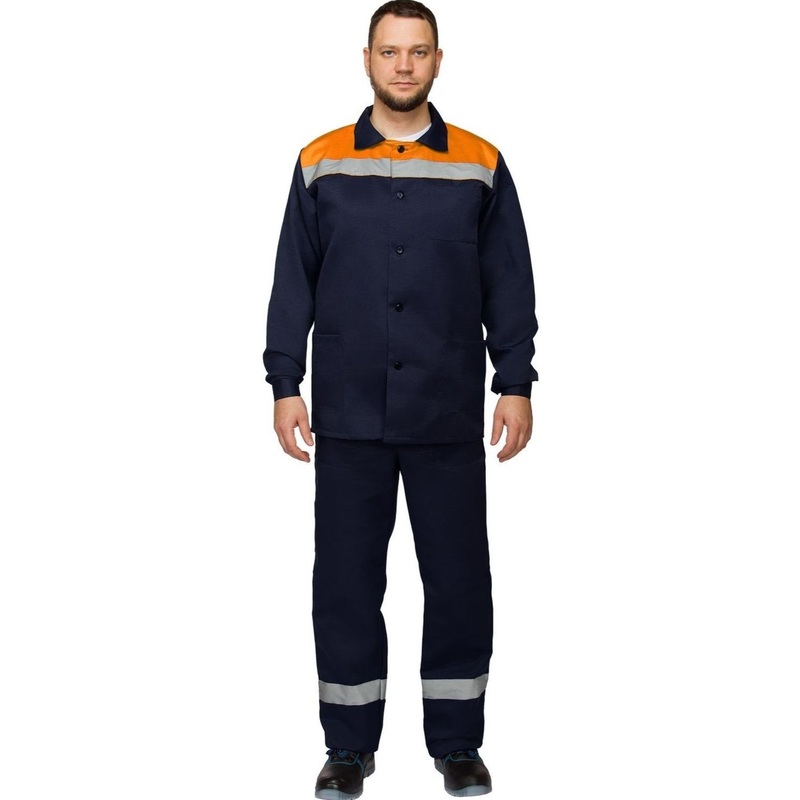 Изображение товара Костюм рабочий летний мужской л16-КБР синий/оранжевый Размер 48-50