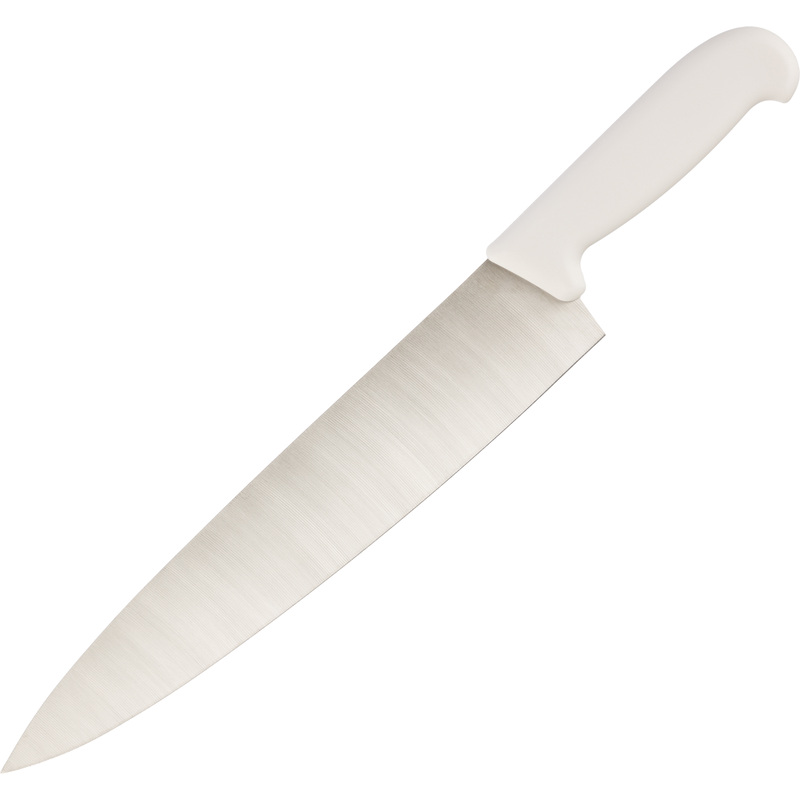 Изображение товара Нож поварской лез 300 мм толщ 2 мм 3Cr13 белая пластиковая ручка