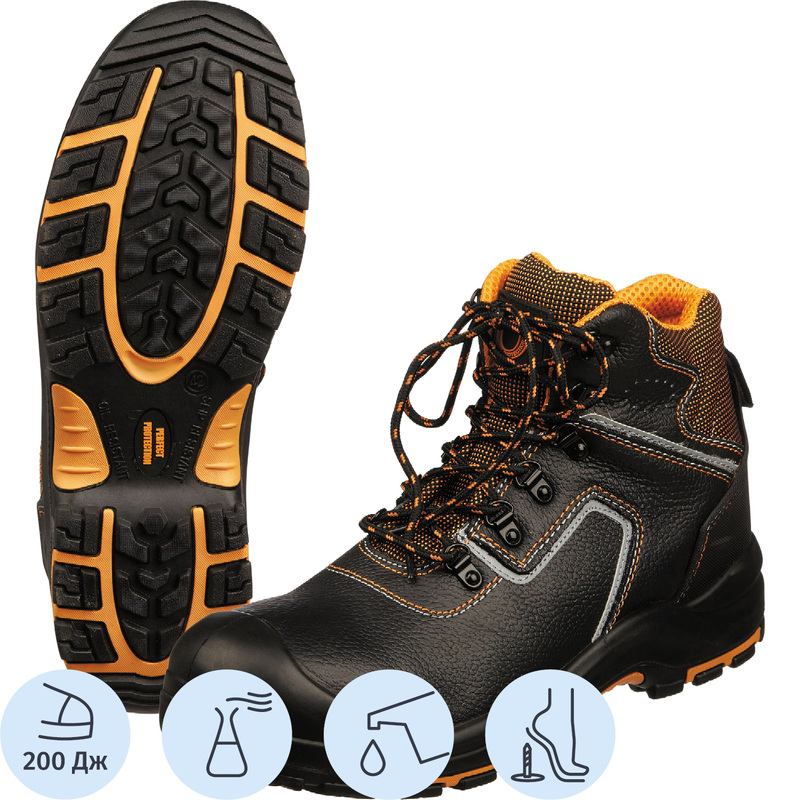 Изображение товара Рабочие ботинки Perfect Protection ПУ-нитрил из натуральной кожи черные размер 36