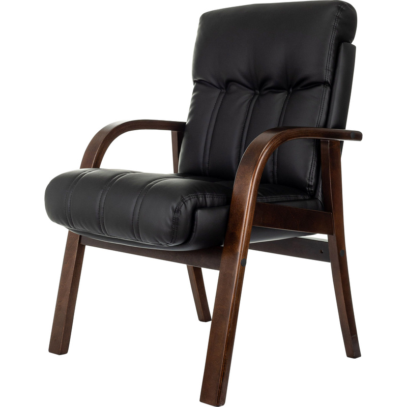 Изображение товара Конференц-кресло Бюрократ T-9932 черное из экокожи с тёмным орехом