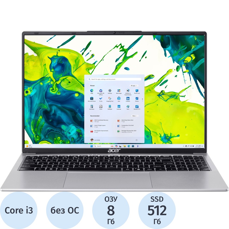 Изображение товара Ноутбук Acer Aspire Lite 16 AL16-54P-39U1 16" серебристый Intel Core i3 1305U/8 ГБ/SSD 512 ГБ (NX.D75EM.004) Изображение товара Ноутбук Acer Aspire Lite 16 AL16-54P-39U1 16" серебристый Intel Core i3 1305U/8 ГБ/SSD 512 ГБ (NX.D75EM.004)