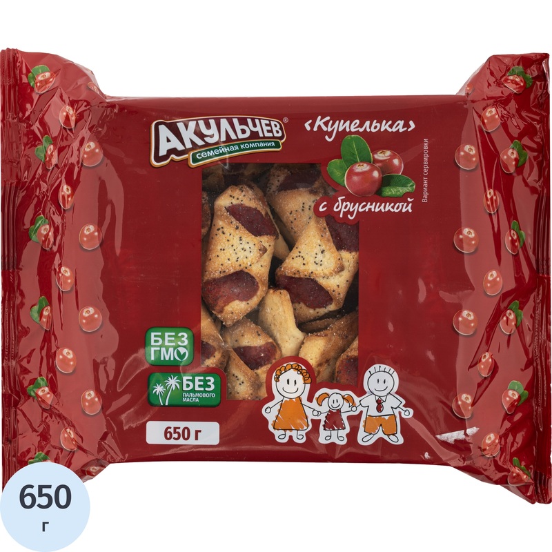 Изображение товара Печенье сдобное Акульчев Купелька с брусникой 650 г