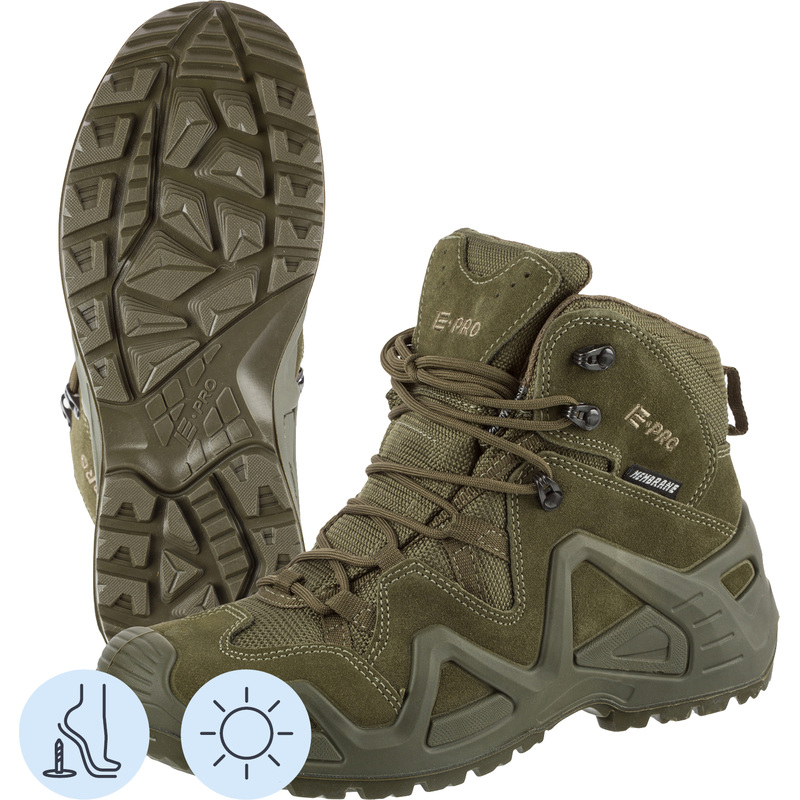 Изображение товара Ботинки треккинговые E-pro ПУ-резина натуральная кожа оливковые размер 44