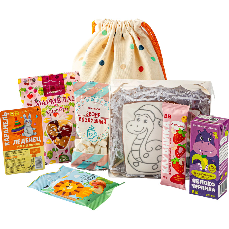 Изображение товара Детский подарочный набор сладостей с пряником 1.2 кг в яркой сумке