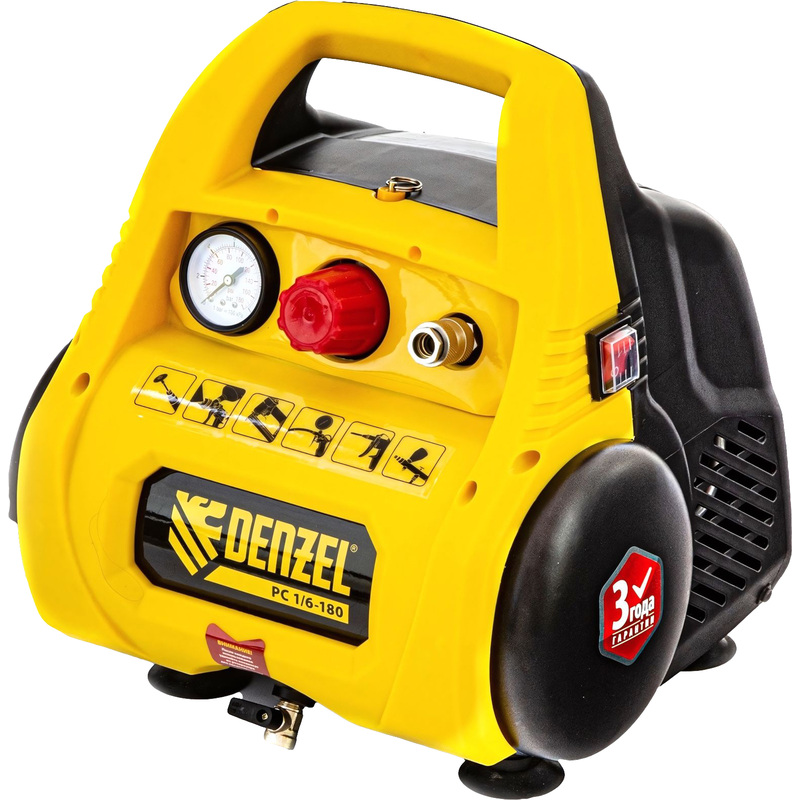 Изображение товара Компрессор воздушный Denzel РС 1/6-180 безмасляный