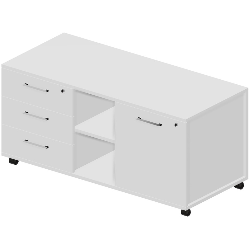 Изображение товара Мобильная тумба подкатная Artwood EMU1253BGBLBL с центральным замком белая