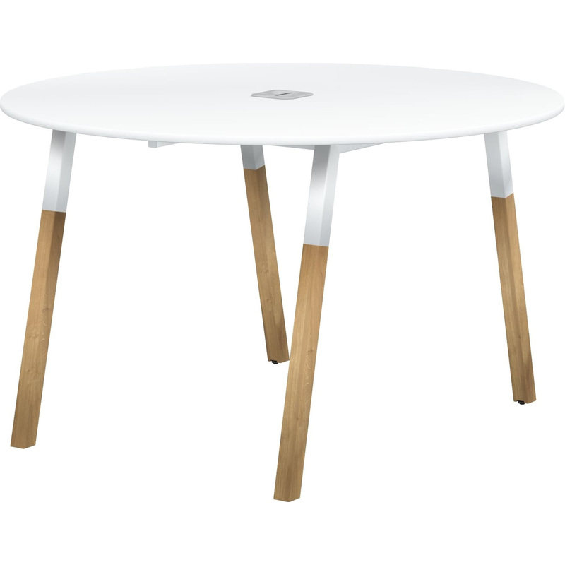 Изображение товара Стол руководителя круглый Forta белый премиум из массива бука 1250х1250 мм