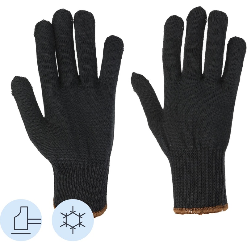 Изображение товара Перчатки рабочие Ампаро Пантера полушерстяные чёрные 10 класс вязки XL