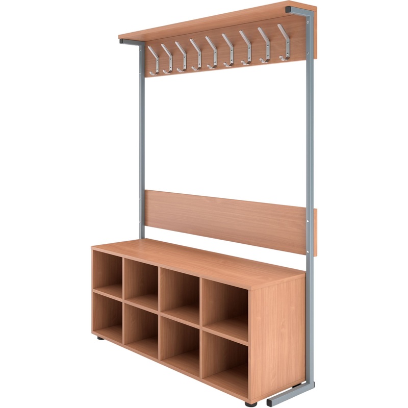 Изображение товара Вешалка односторонняя с тумбой для обуви бук 1200х360х1600 мм