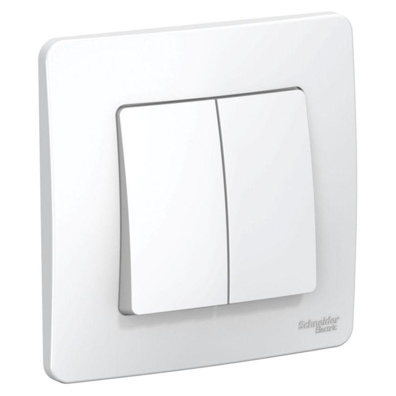 Изображение товара Выключатель двухклавишный Schneider Electric Blanca 10А IP20 с рамкой скрытого монтажа белый (BLNVS010501)