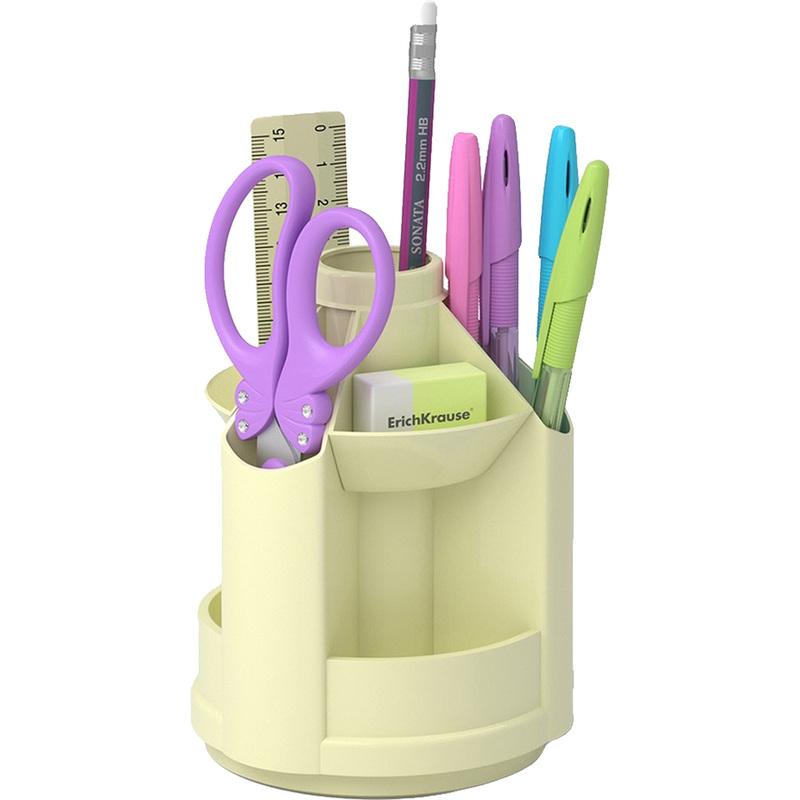 Изображение товара Набор канцелярский Erich Krause Mini Desk пластиковый Pastel 8 предметов жёлтый вращающийся (53234)