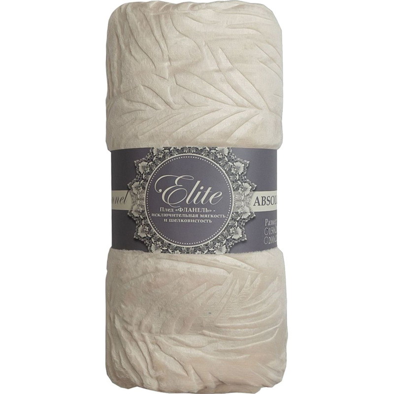 Изображение товара Плед Texrepublic Elite Листья фланель 150x200 см шампань мягкий и уютный