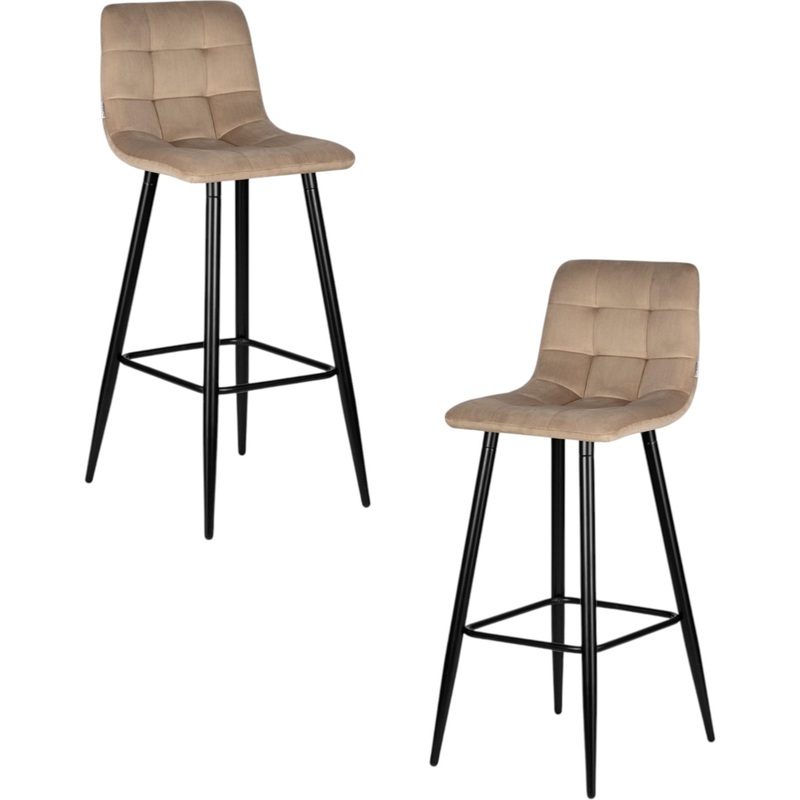 Изображение товара Стул барный DOBRIN NICOLE мокко/чёрный (велюр, фанера, 2 штуки в упаковке)