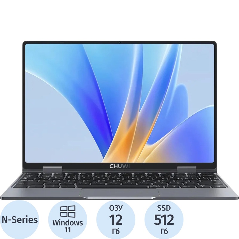 Изображение товара Ноутбук Chuwi MiniBook X touch 10.5" серый Intel N150/12 ГБ/SSD 512 ГБ (CWI558-P52N5N1HDMXX)