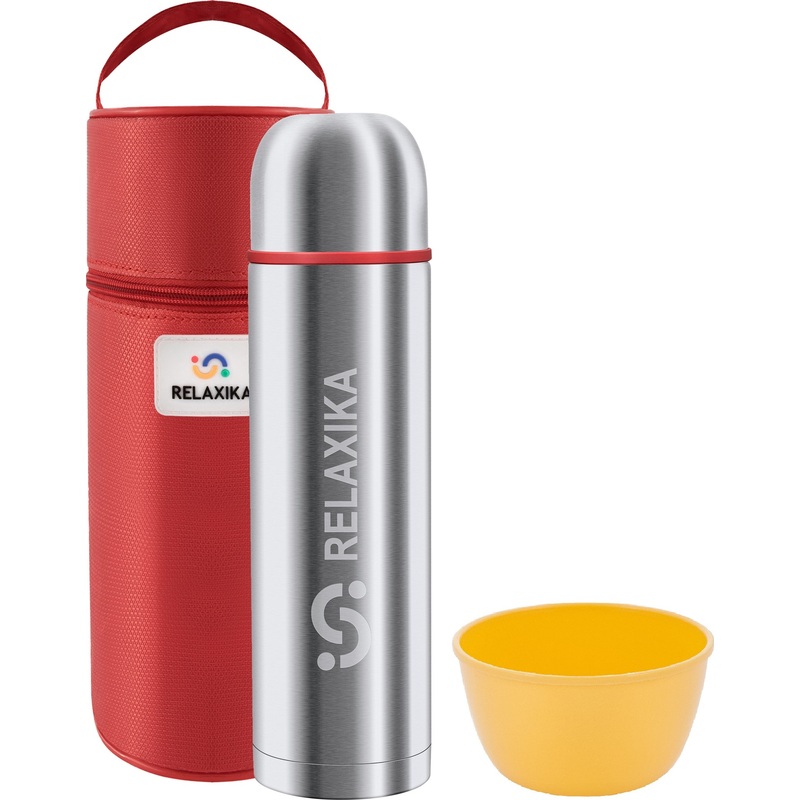 Изображение товара Термос Relaxika 102 1.2 л серебристый/серый (с чехлом)