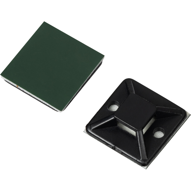 Изображение товара Площадка для стяжки (хомута) BigTech чёрная 20 штук в упаковке (BT-CTP-20-20-B)