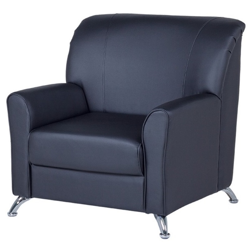 Изображение товара Кресло Европа черное из искусственной кожи с металлическими опорами