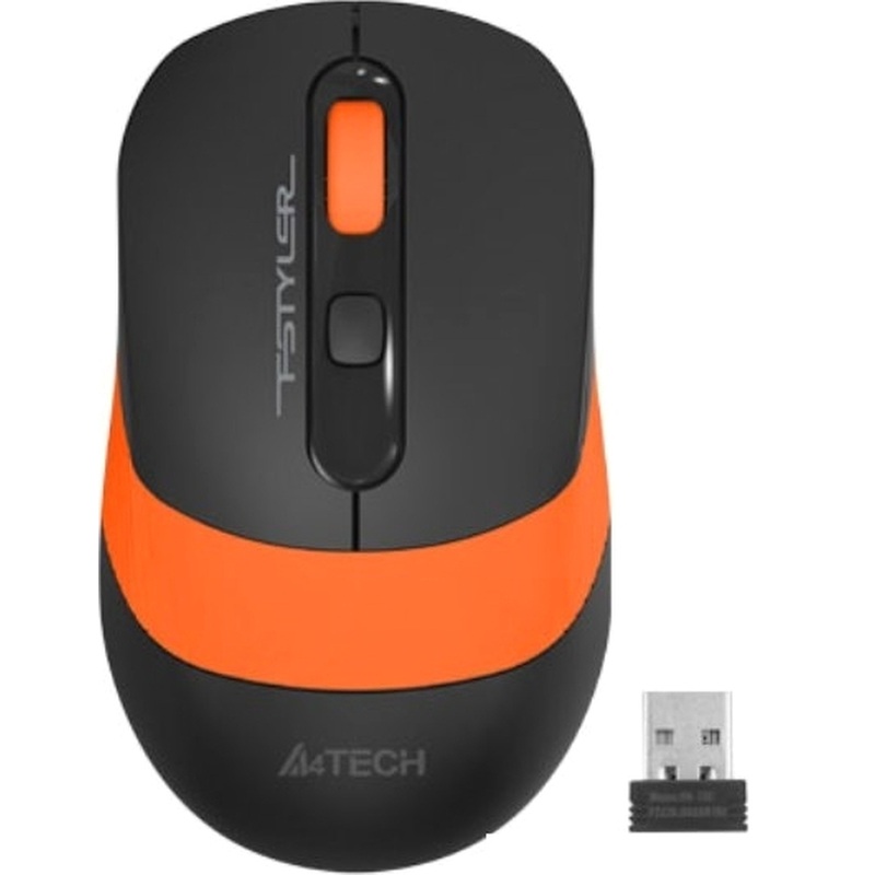 Изображение товара Беспроводная мышь A4Tech Fstyler FG10 черная оранжевая 2000 dpi, радиоканал