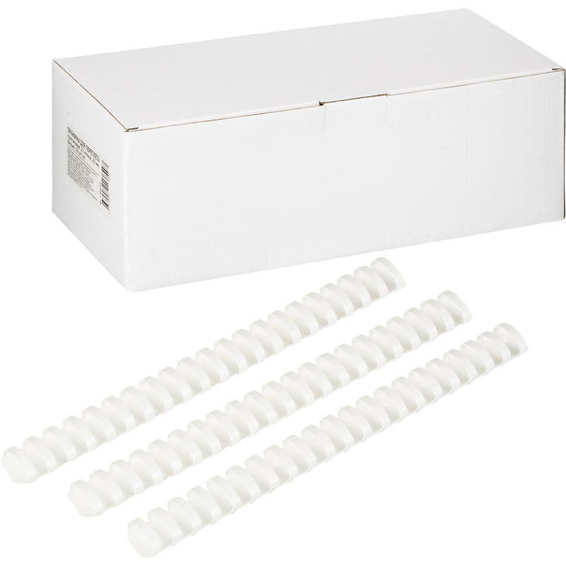 Изображение товара Пластиковые пружины для переплета 25 мм, 50 шт - для сшивания 220 листов, белые
