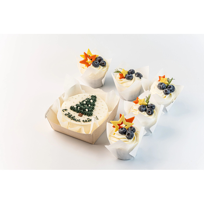 Изображение товара Сладкий сет бенто торт с капкейками С Новым Годом 1.6 кг