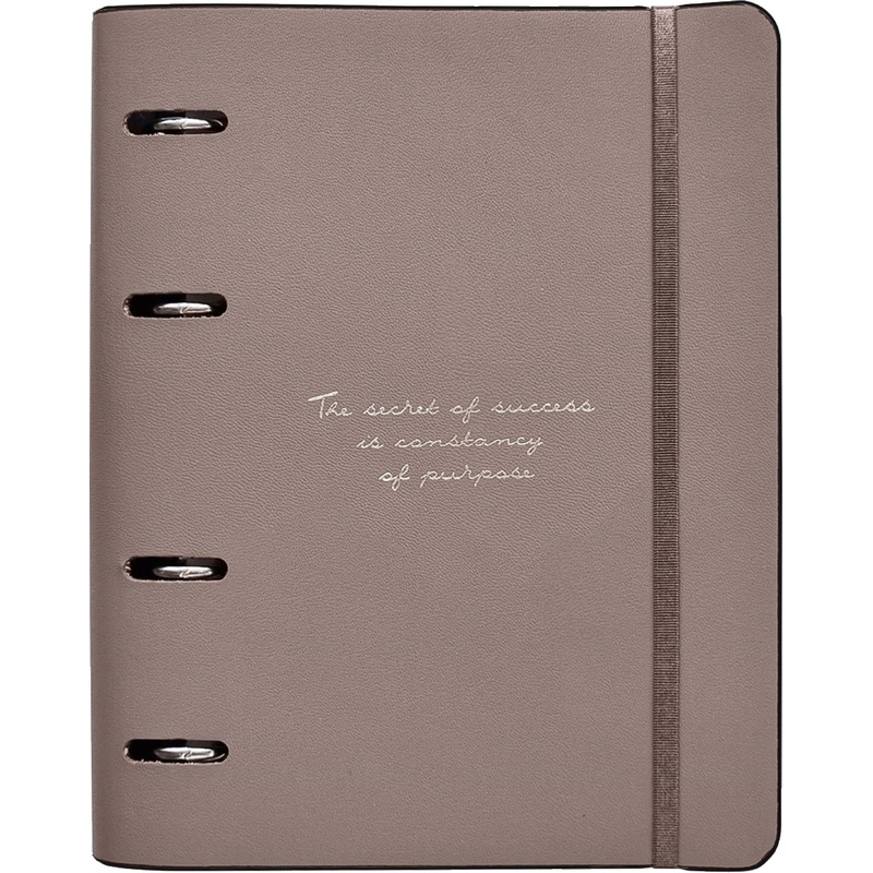 Изображение товара Тетрадь на кольцах со сменным блоком Infolio Study Quote А5 120 листов коричневая в клетку с перфорацией, тиснение фольгой