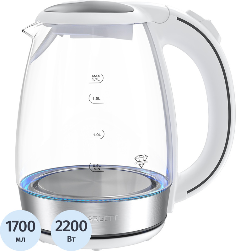 Изображение товара Электрический чайник Scarlett SC-EK27G37 белый 2200 Вт 1.7 л