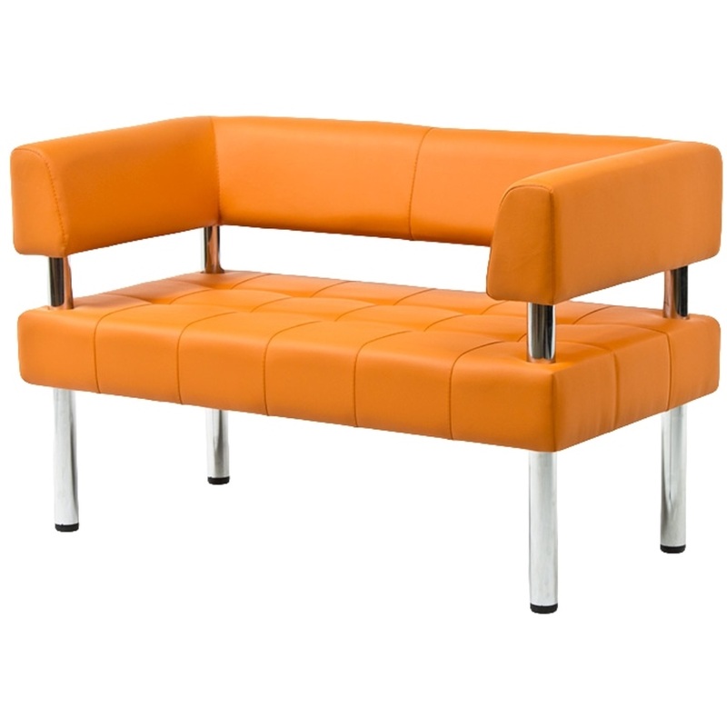 Изображение товара Диван двухместный Business оранжевый из искусственной кожи