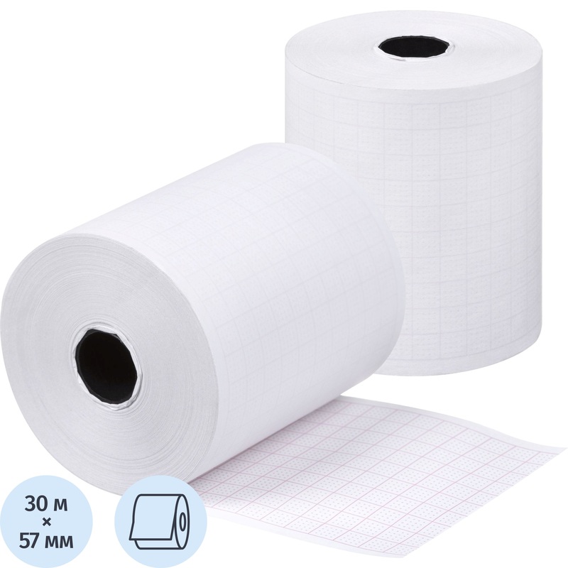 Изображение товара Бумага для ЭКГ в рулоне 30м x 57мм, 12 рулонов, Россия