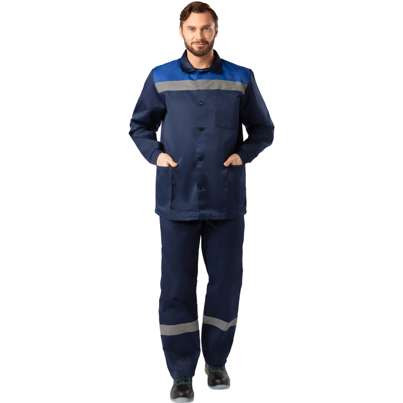 Изображение товара Рабочий летний мужской костюм л16-КБР с СОП синий/васильковый размеры 56-58