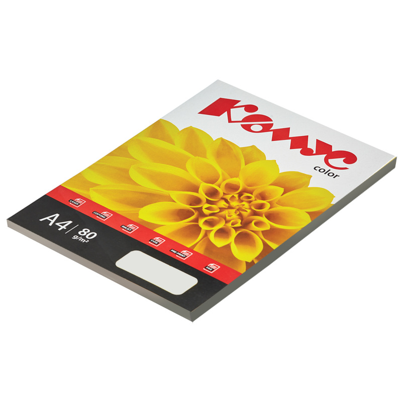 Изображение товара Бумага цветная для печати Комус Color серая интенсив (А4, 80 г/кв.м, 100 листов)