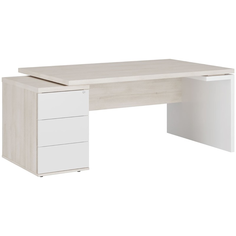 Изображение товара Офисный стол Zion T 114 с тумбой светлый дуб белый 1820х1000х740 мм