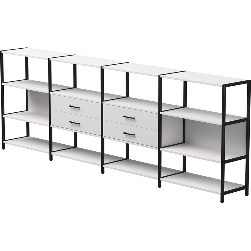 Изображение товара Стеллаж для документов EVO 254ST4W39005 белый/чёрный 3245х385х1120 мм