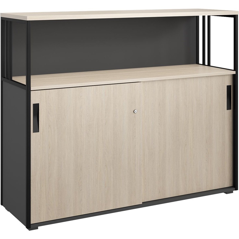 Изображение товара Шкаф-купе Комус Мебель 241H042 ЛДСП/металл 1370x420x1116 дуб скандинавский/графит