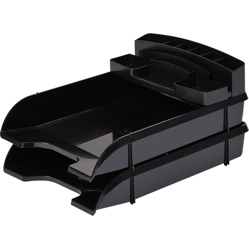 Изображение товара Лоток горизонтальный для бумаг Attache пластиковый черный 12 отделений 2 шт в упаковке