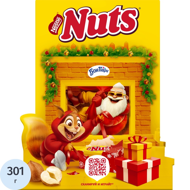 Изображение товара Новогодний сладкий подарок Nuts Приключения у камина ассорти 301 г